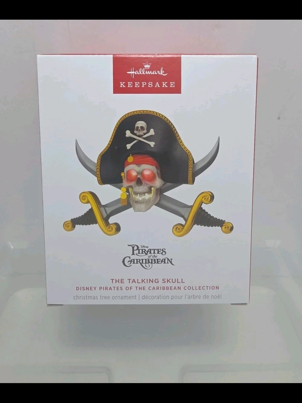 2026 Hallmark Disney Pirates Caribbean Talking Skull Light Sound Ornament (AQ)